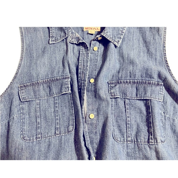 Women’s Merona XXL dark denim vest EUC sleeveless tops tunic style - Picture 3 of 3